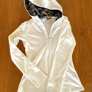 Obermeyer 3/4 Zip Cream Pullover with Animal Print Hood - Size Small